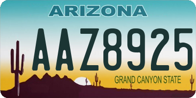 AZ license plate AAZ8925