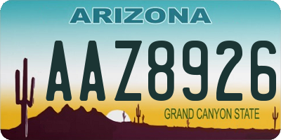 AZ license plate AAZ8926