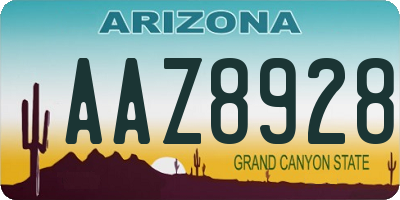 AZ license plate AAZ8928