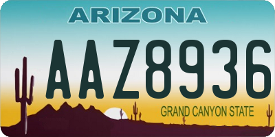 AZ license plate AAZ8936