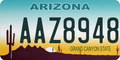 AZ license plate AAZ8948
