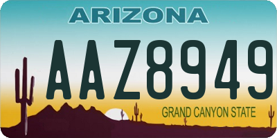 AZ license plate AAZ8949
