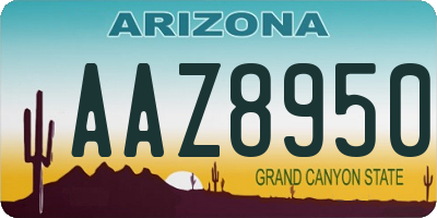 AZ license plate AAZ8950