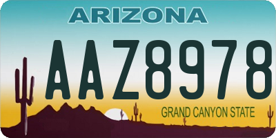 AZ license plate AAZ8978