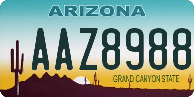 AZ license plate AAZ8988
