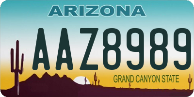 AZ license plate AAZ8989