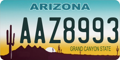 AZ license plate AAZ8993