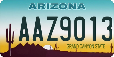AZ license plate AAZ9013