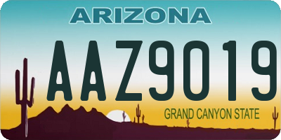 AZ license plate AAZ9019