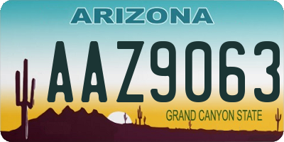 AZ license plate AAZ9063