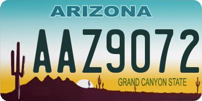 AZ license plate AAZ9072
