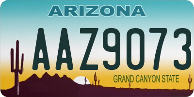 AZ license plate AAZ9073