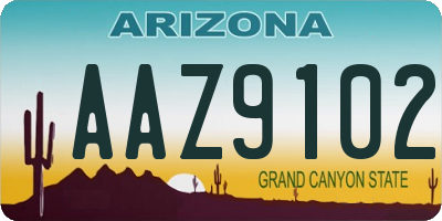AZ license plate AAZ9102