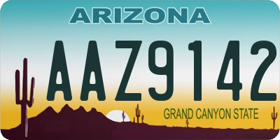 AZ license plate AAZ9142