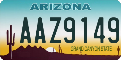 AZ license plate AAZ9149