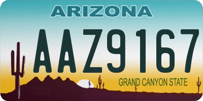 AZ license plate AAZ9167