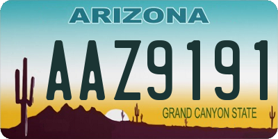 AZ license plate AAZ9191