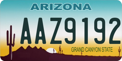AZ license plate AAZ9192