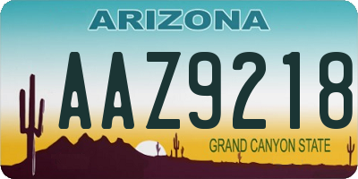 AZ license plate AAZ9218