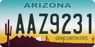 AZ license plate AAZ9231