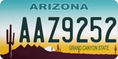 AZ license plate AAZ9252
