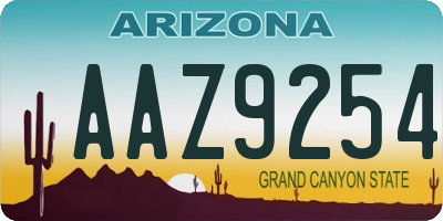 AZ license plate AAZ9254