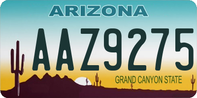 AZ license plate AAZ9275