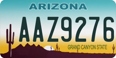 AZ license plate AAZ9276