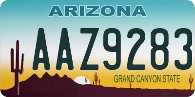 AZ license plate AAZ9283