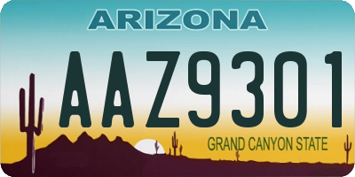 AZ license plate AAZ9301