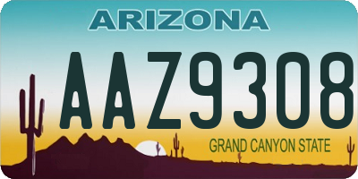 AZ license plate AAZ9308