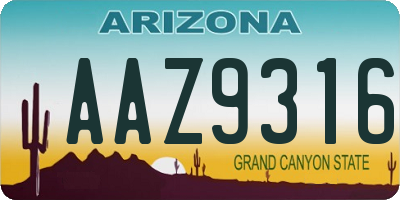 AZ license plate AAZ9316