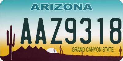 AZ license plate AAZ9318