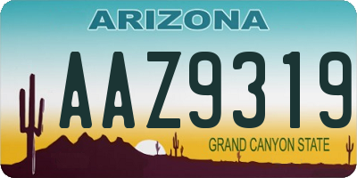 AZ license plate AAZ9319