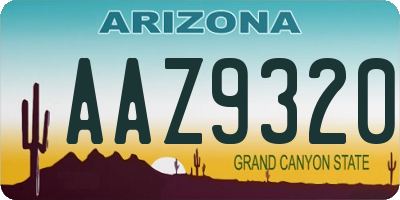 AZ license plate AAZ9320