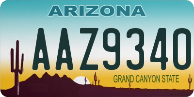 AZ license plate AAZ9340