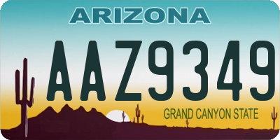 AZ license plate AAZ9349