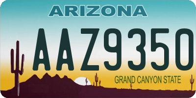 AZ license plate AAZ9350