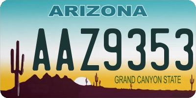 AZ license plate AAZ9353