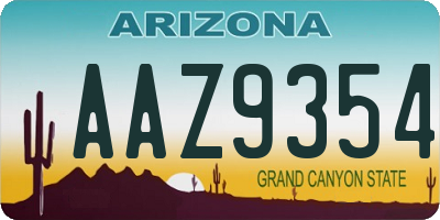 AZ license plate AAZ9354