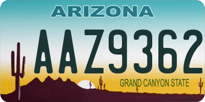 AZ license plate AAZ9362