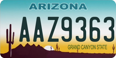AZ license plate AAZ9363