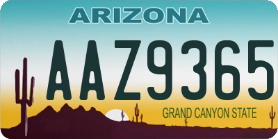 AZ license plate AAZ9365