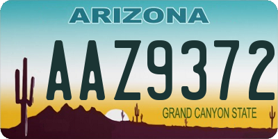 AZ license plate AAZ9372