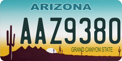 AZ license plate AAZ9380