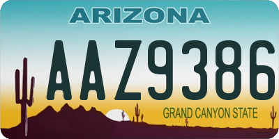 AZ license plate AAZ9386