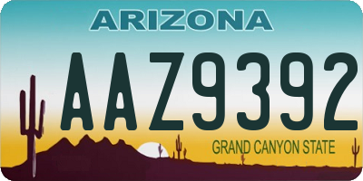 AZ license plate AAZ9392