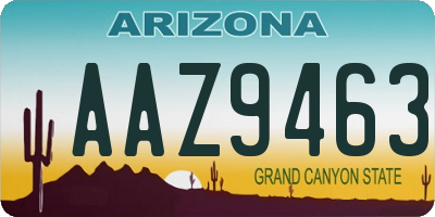 AZ license plate AAZ9463