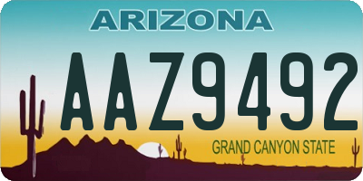 AZ license plate AAZ9492