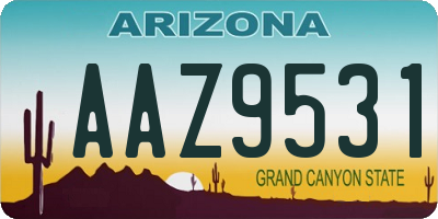 AZ license plate AAZ9531